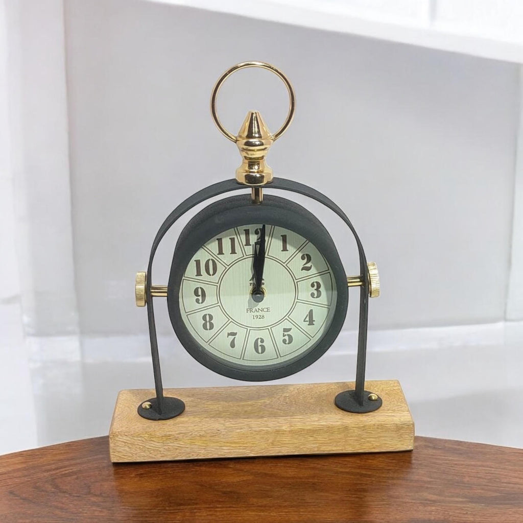 Silent Sweep Black Mantel Clock (23 cm – Arabic Numeral Dial)