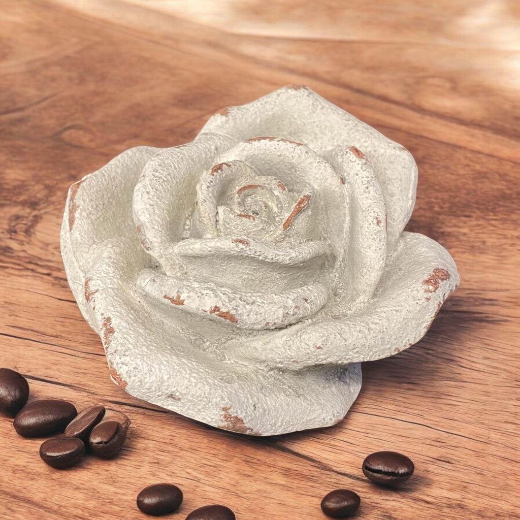 Flower on a Base Garden Ornament Resin Art Sculpture Figurine Stone Look 11cm