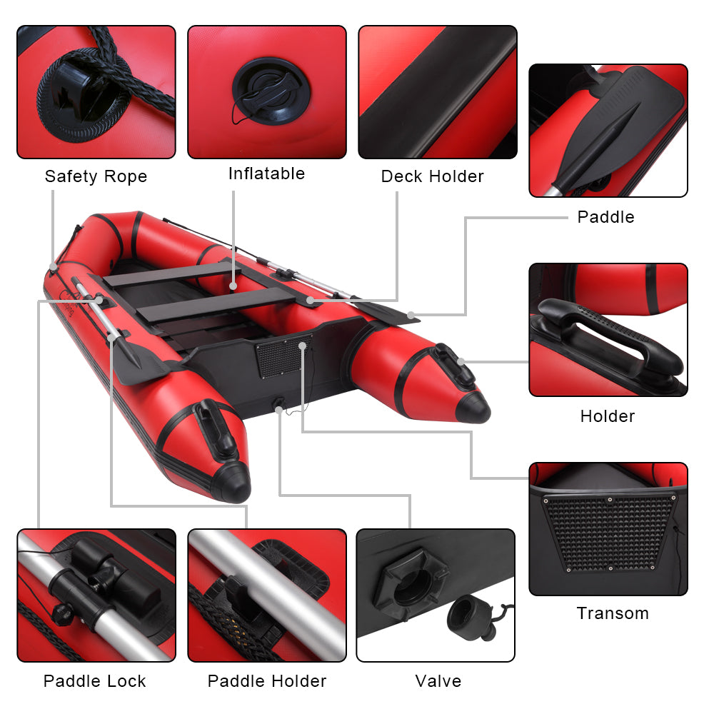 Camping Survivals 10ft PVC 330kg Water Adult Assault Boat Red Black