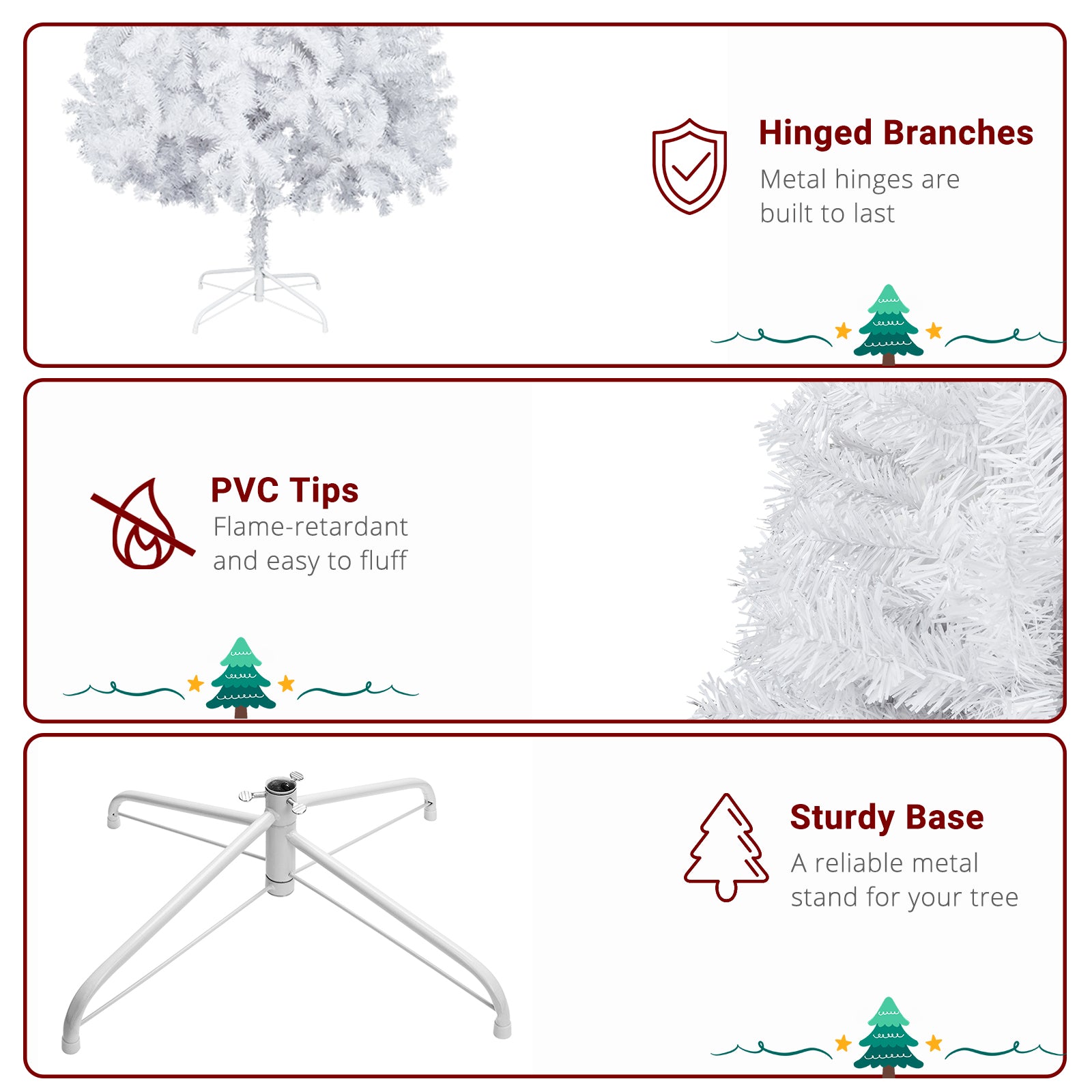 6FT Iron Leg White Christmas Tree with 400 Branches