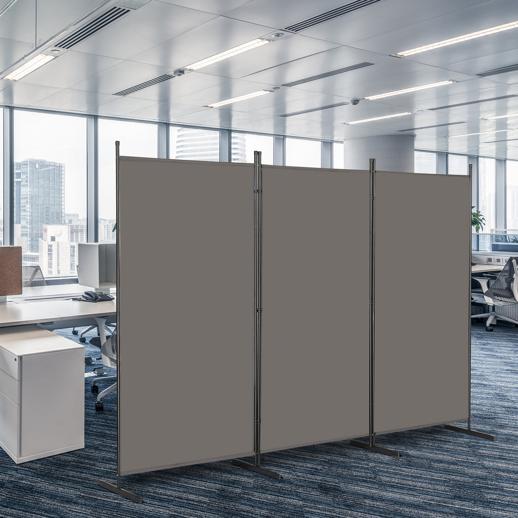 6FT Trifold 130g Polyester Fabric Plastic Foot Carbon Steel Frame Foldable Screen Gray