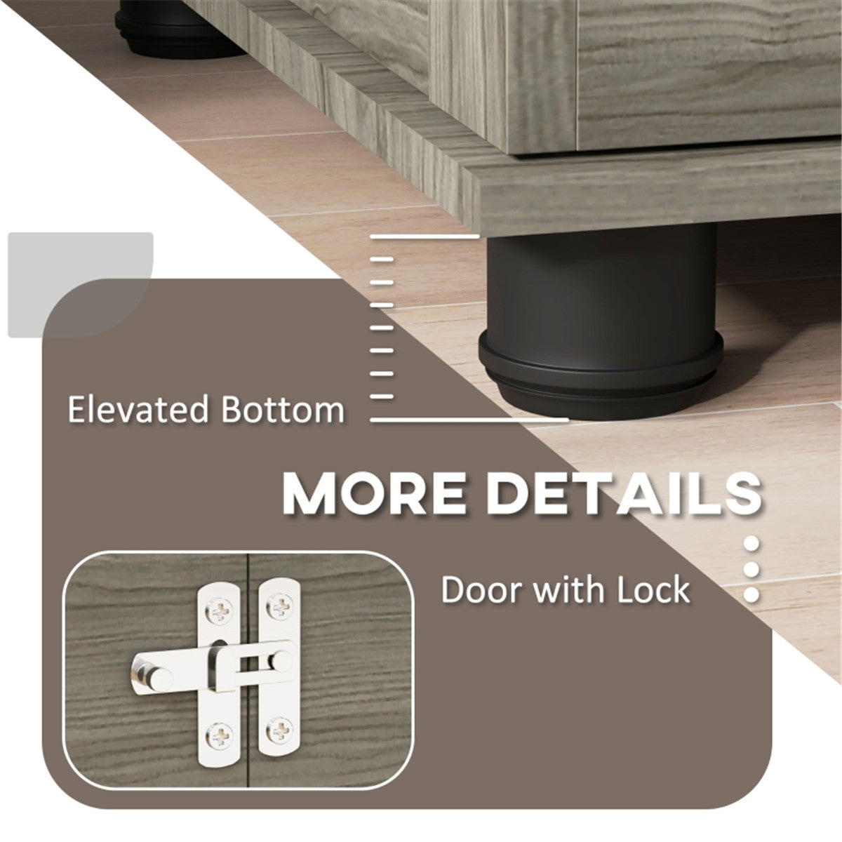 Grey Wood-Effect Dog Crate Side Table with Cushion