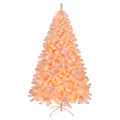 6 FT Artificial Christmas Tree with DIY 100 Warm Lights Battery Operated, 750 Branch Tips and Sturdy Metal Stand, Pink