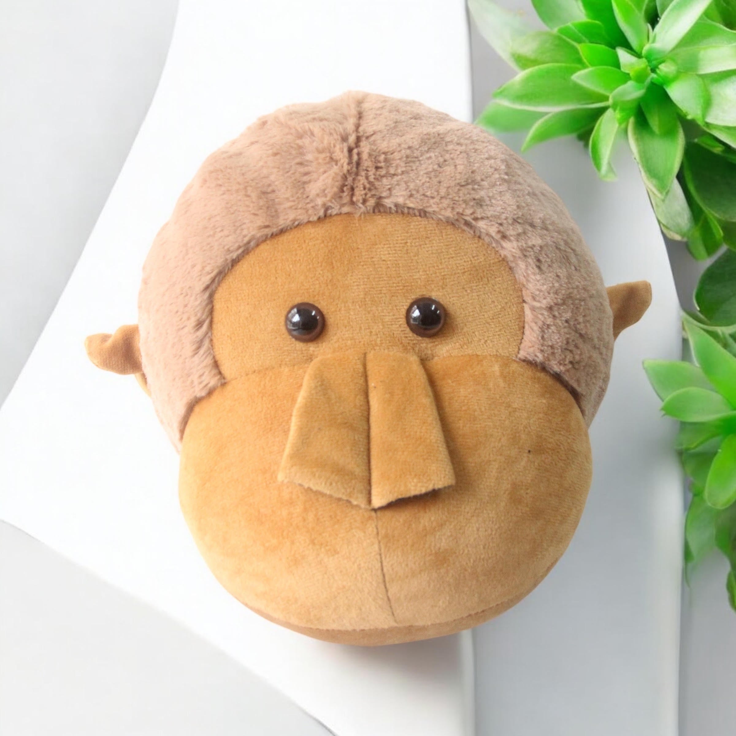 Plush Monkey Head Wall Decoration Ornament Hanging Stuffed Kids Room Toy Gift 3D