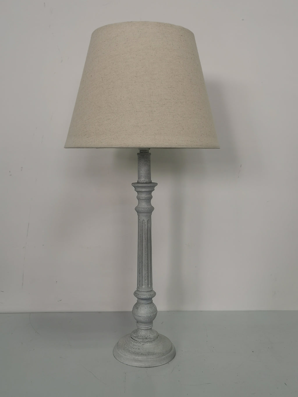 Modern Tall Wooden Washed Table Lamp (32cm Multicoloured with Shade)