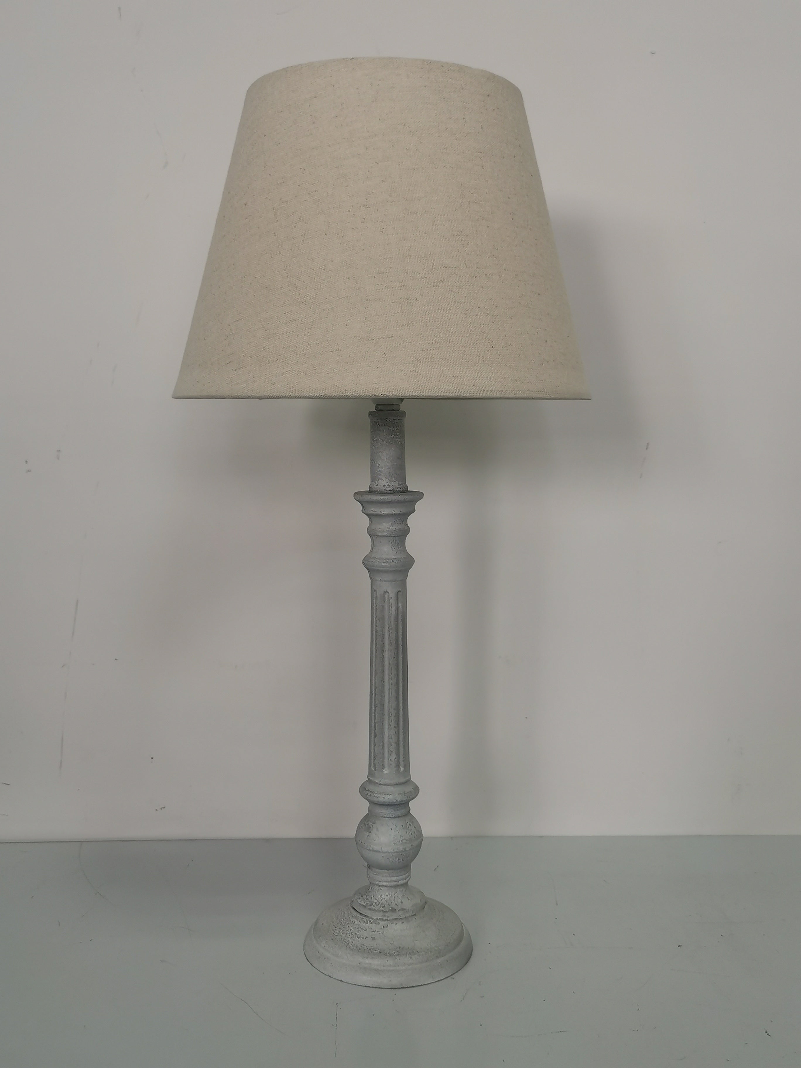 Modern Tall Wooden Washed Table Lamp (32cm Multicoloured with Shade)
