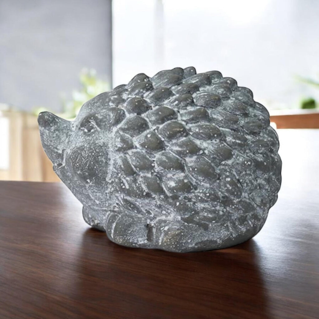 Durable Stone-Look Hedgehog Garden Sculpture (10cm Grey Hedgehog Statue)