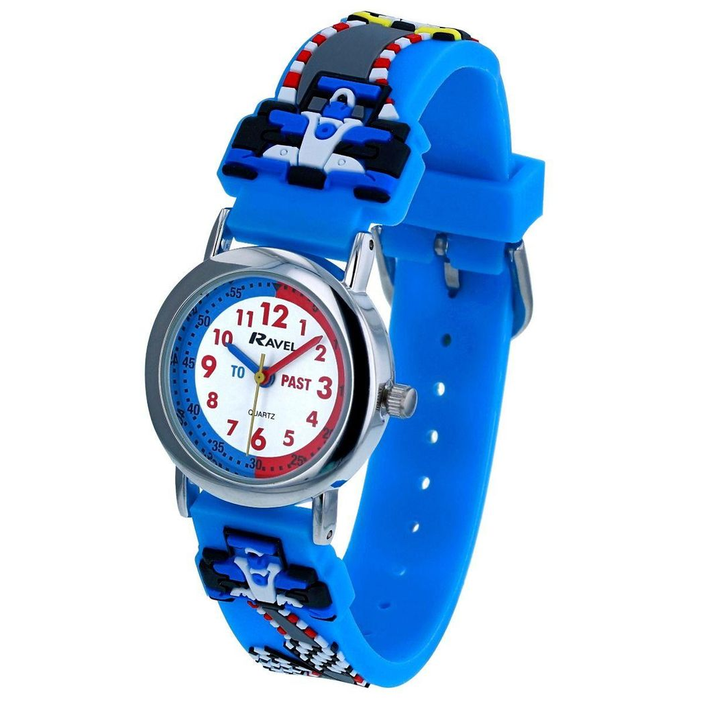 Ravel Children Boys 3D Cartoon Time Teacher Watch Rally Racing Car R1513.86