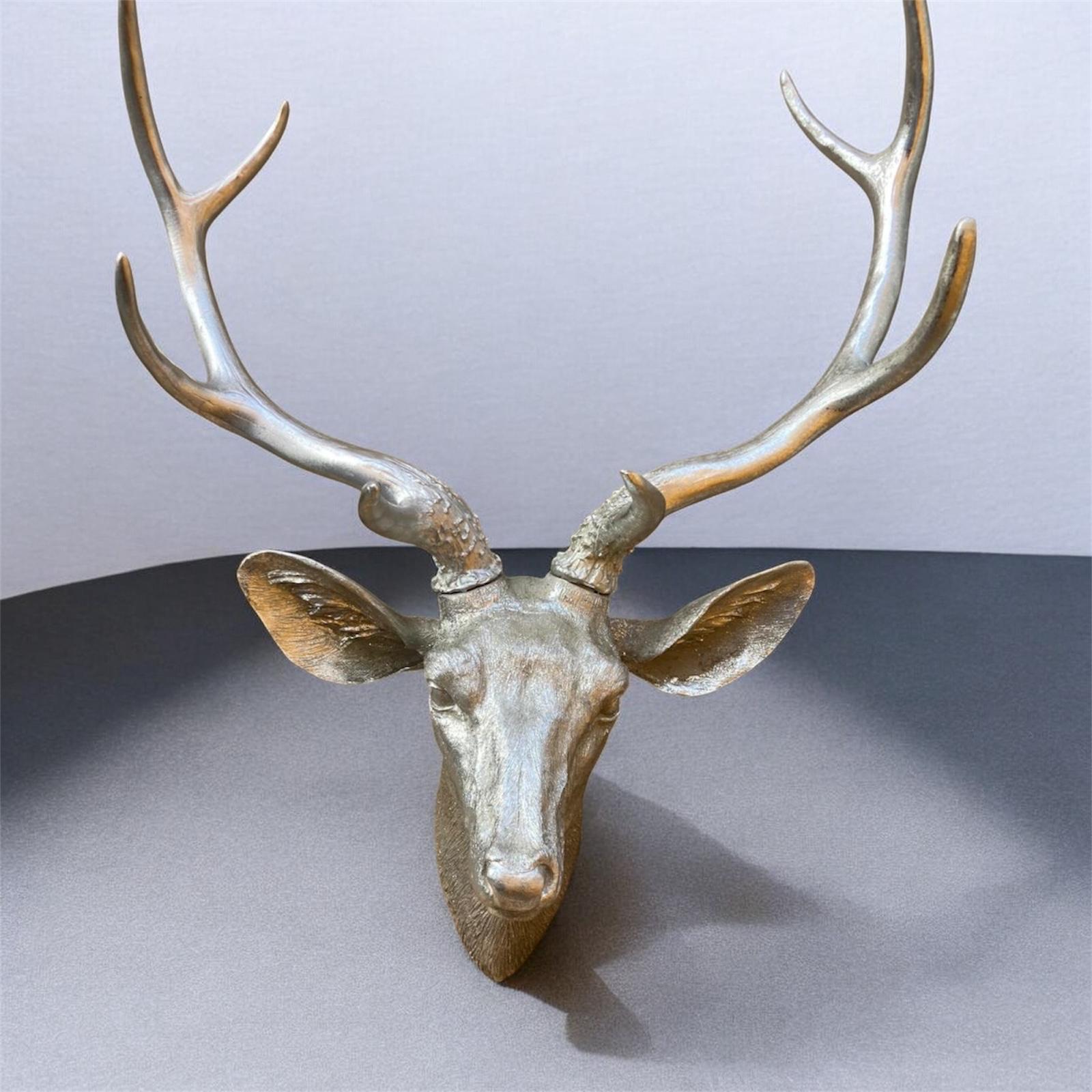 51cm Silver Stag Deer Head
