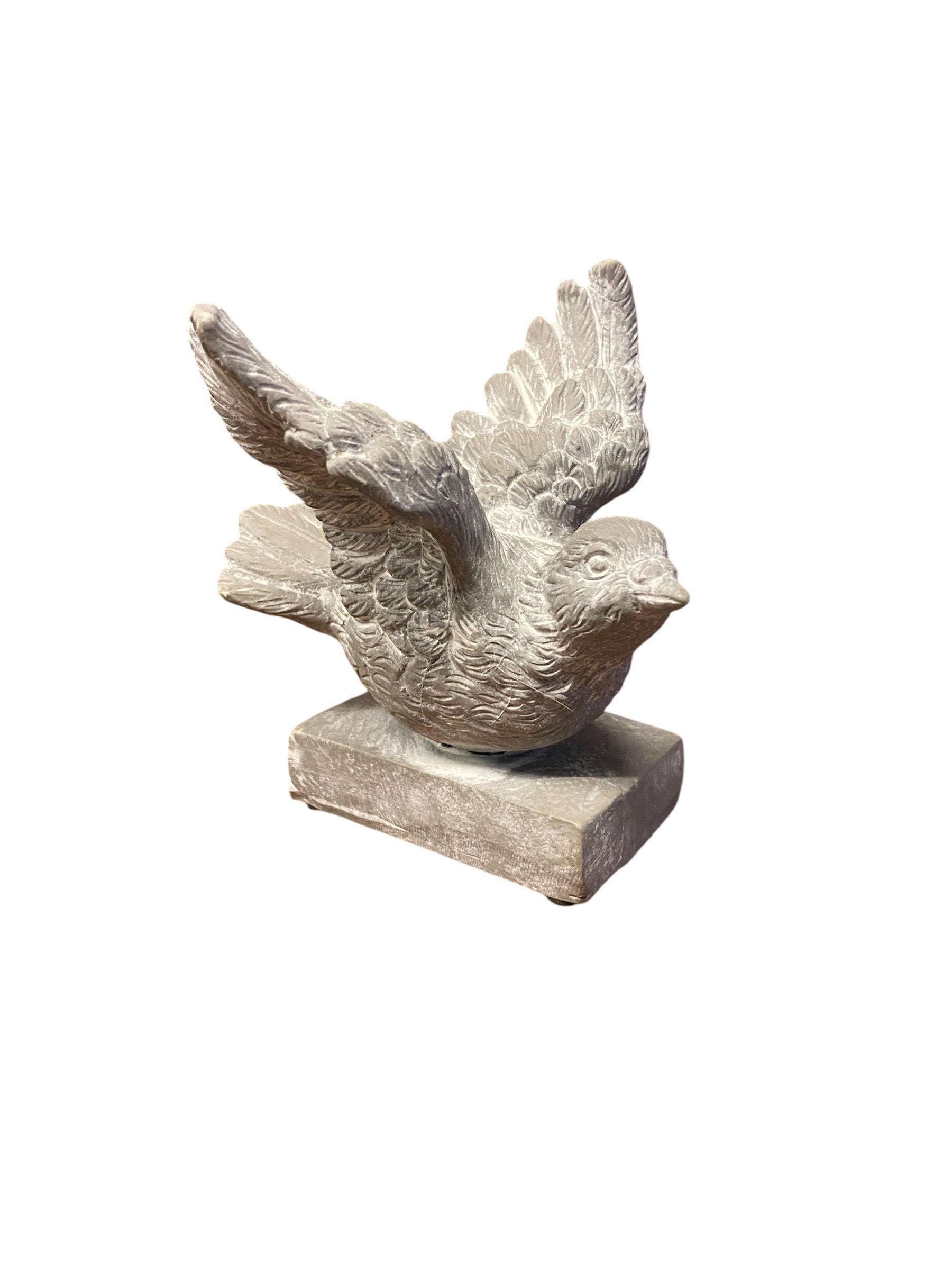 Bird on a Base Garden Ornament Resin Bird Sculpture Figurine Stone Look 13cm