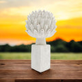 Flower on a Base Garden Ornament Resin Art Sculpture Figurine Stone Look 34cm