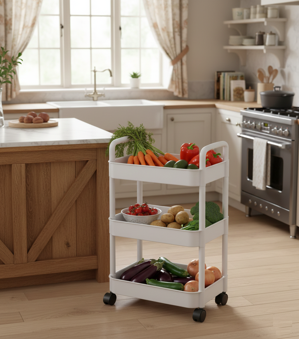 3 Tier Multi-Purpose Rolling Trolley