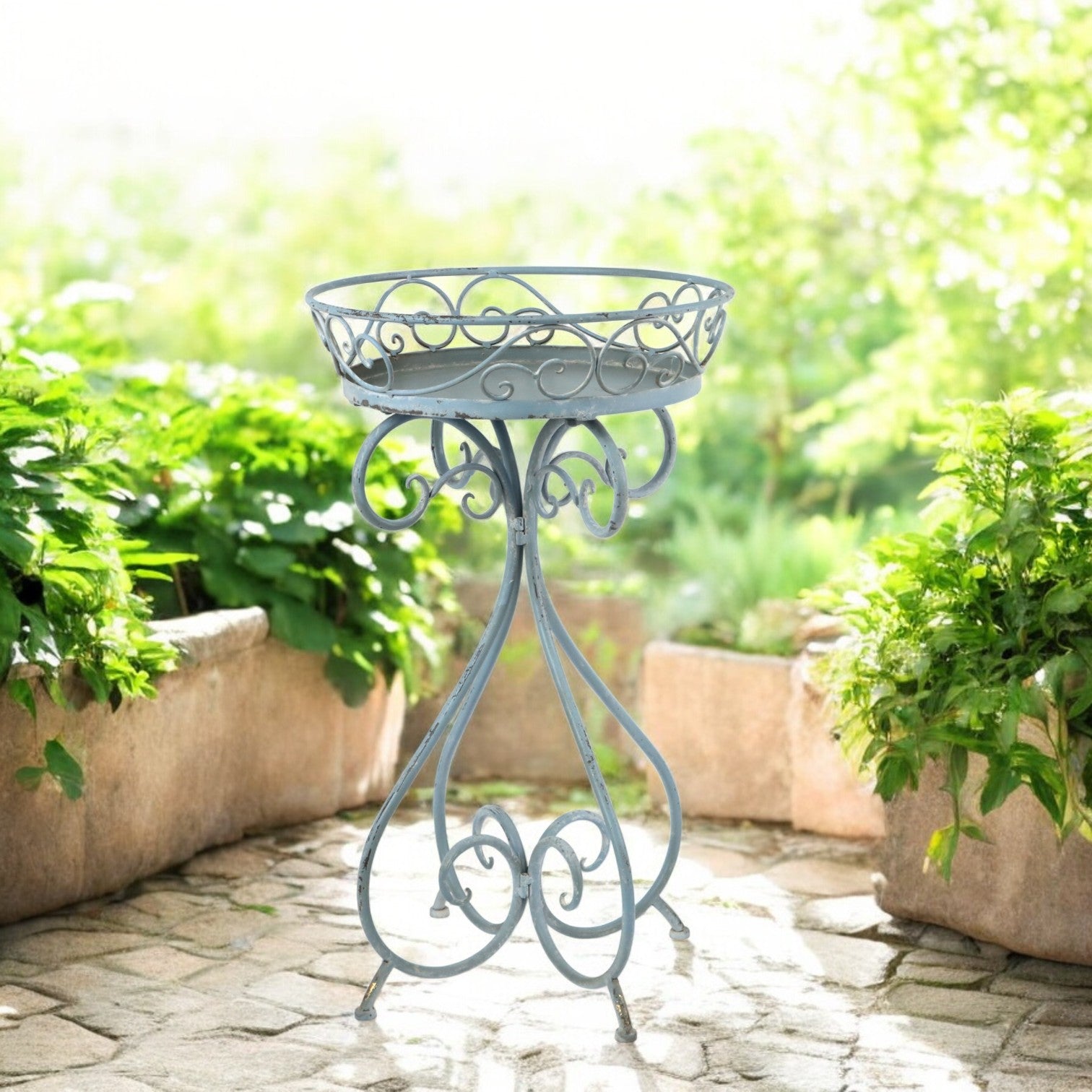 AcaciaHome Elegant 70cm Metal Round Plant Pot Holder Table Frame (Blue)