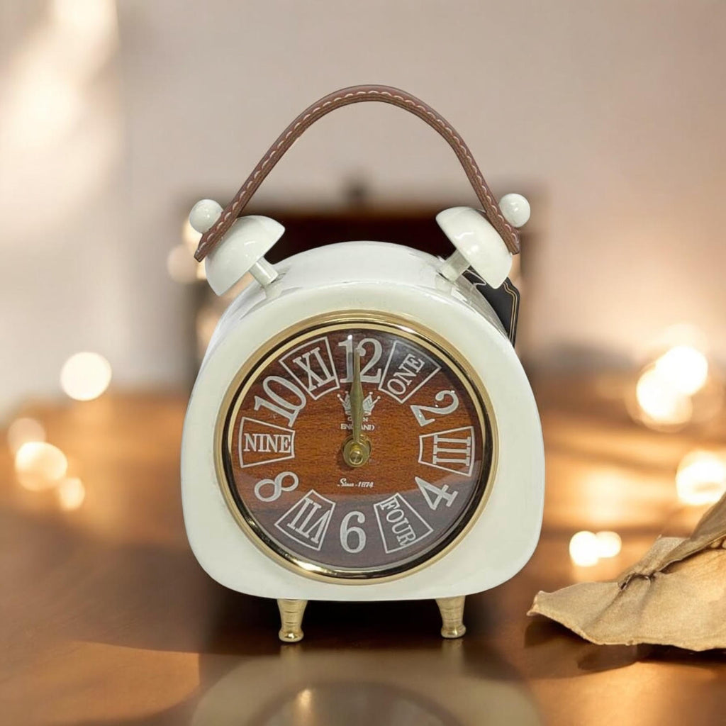 AcaciaHome White Cream Mantel Clock