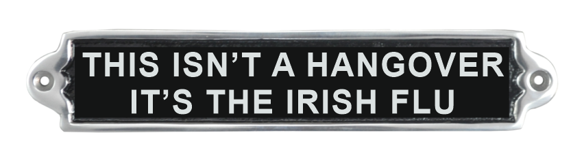 Irish Hangover Aluminium Cast Iron Door Sign Humorous Gift Wall Decor Sign 25cm