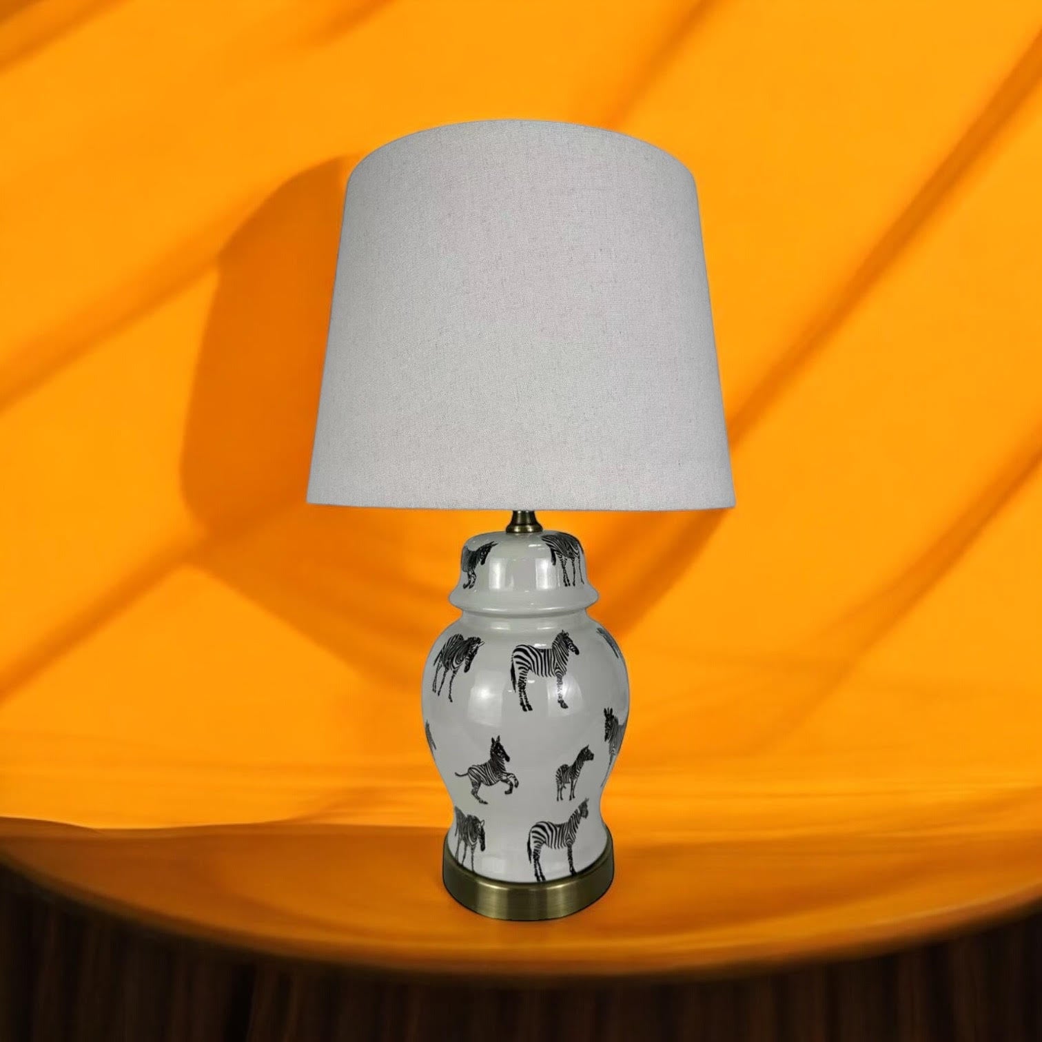 AcaciaHome Oriental Design Large Floral Ceramic Table Lamp with Drum Shade