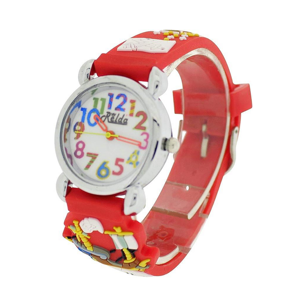 Relda Children's Big Number Analog Pirates A'hoy Red Silicone Strap Girl's Watch REL104