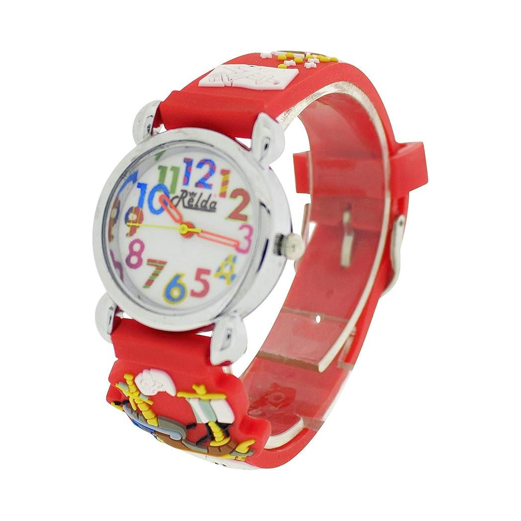 Relda Children's Big Number Analog Pirates A'hoy Red Silicone Strap Girl's Watch REL104