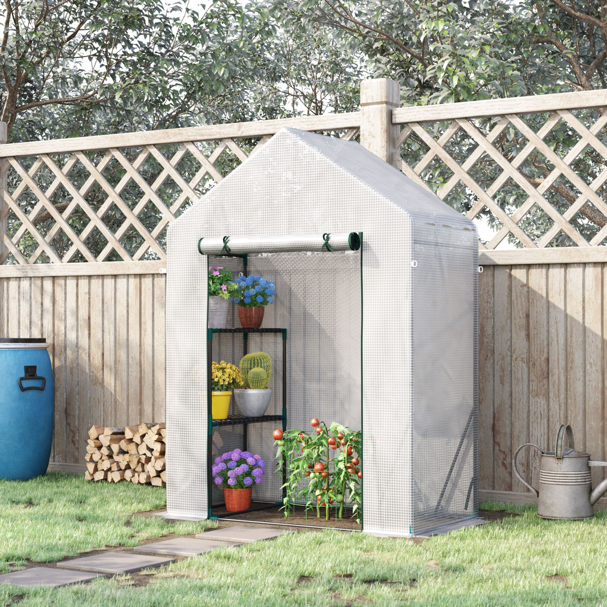 Greenhouse for Outdoor, Portable Gardening Plant Grow House with Shelf Outsunny