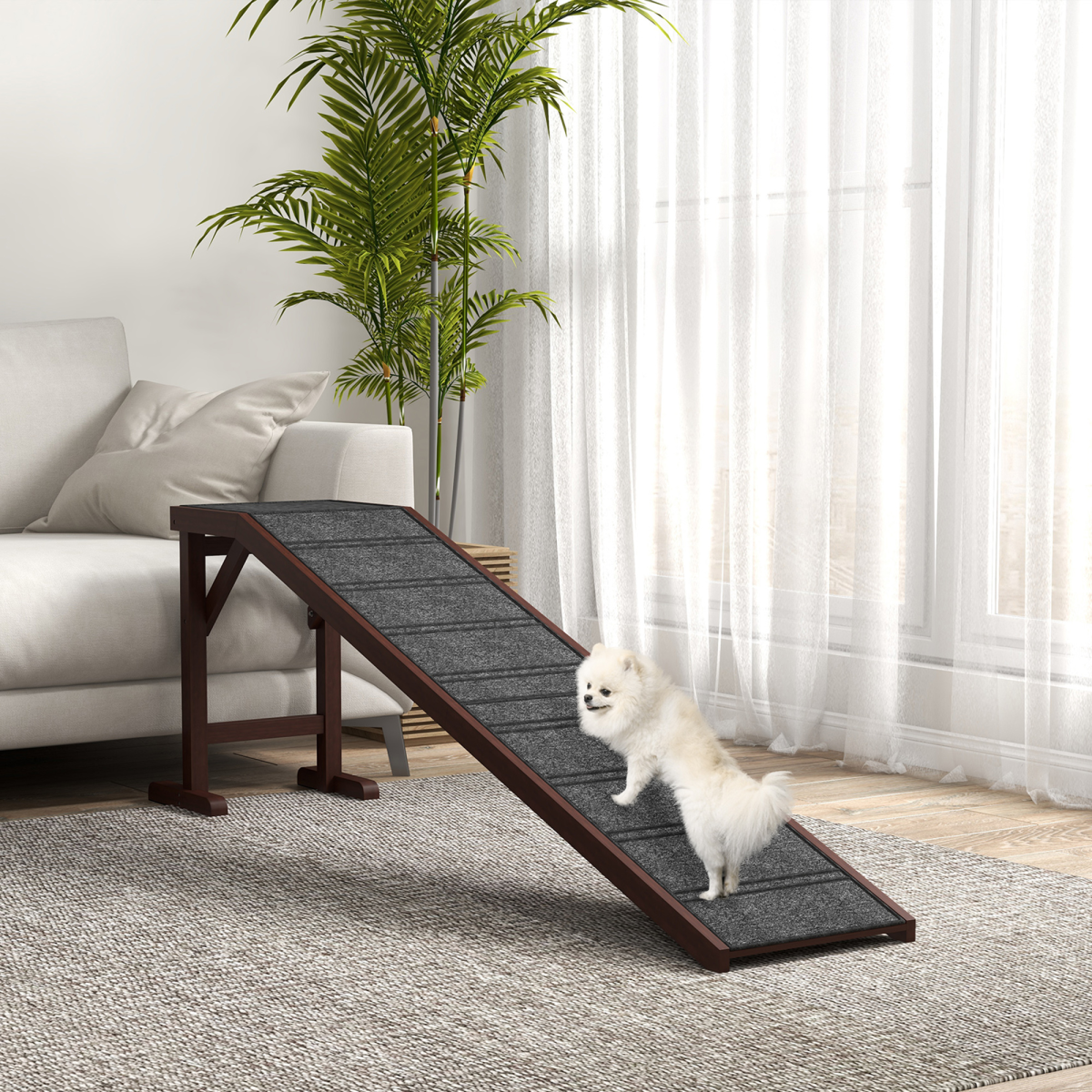 Pet Ramp for Dogs Cats W/ Non-Slip Carpet for Bed Sofa, 188x40.5x63.5cm Pawhut