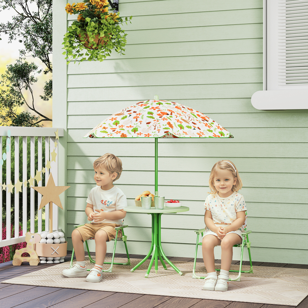 Cute Fox Design Kids Outdoor Furniture Set with Adjustable Parasol