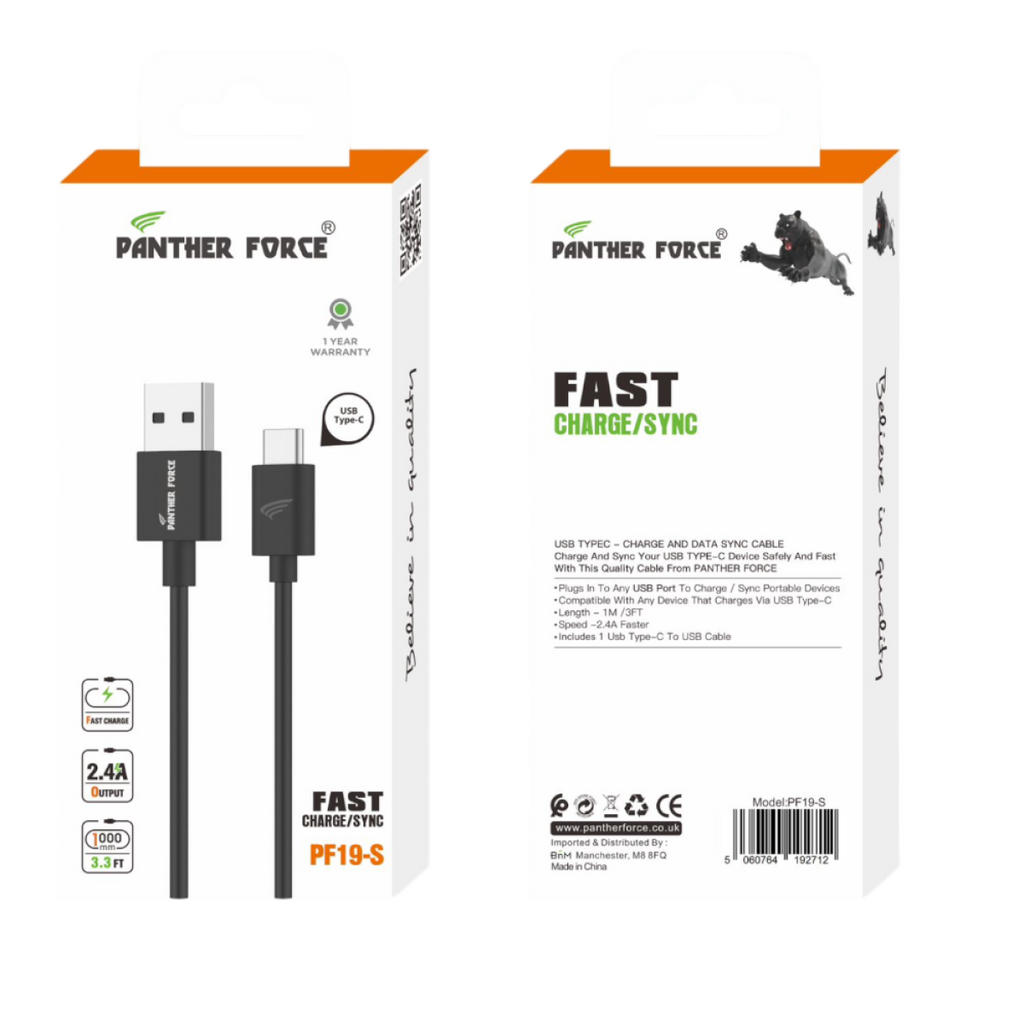 Panther Force C Cable Fast Charge/Sync - Seamless Connectivity, Uninterrupted Power