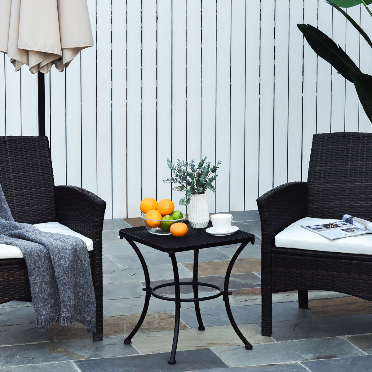 Outsunny 45cm Square Metal Outdoor Patio Bistro Table Coffee Desk Black