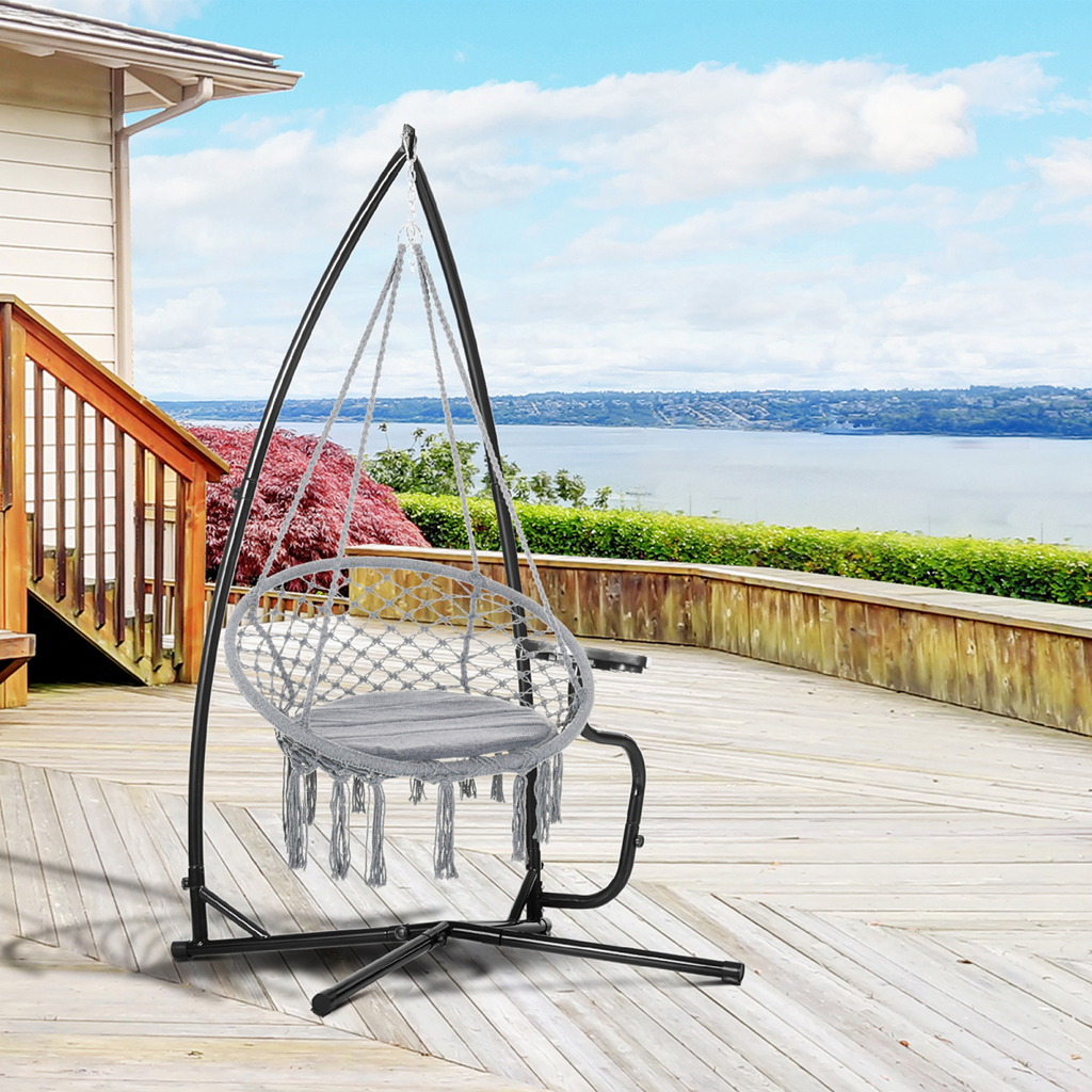 Hammock Chair Stand Only Heavy Duty Metal C-Stand Indoor or Outdoor