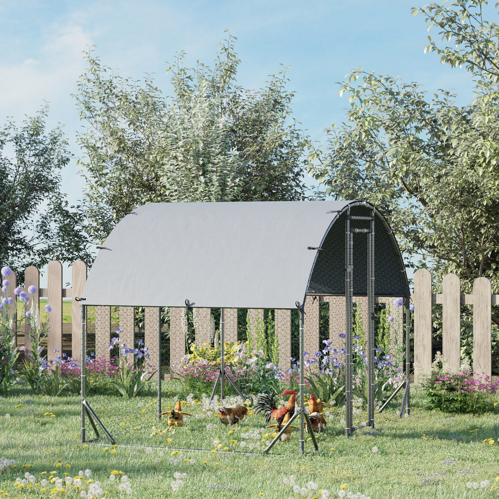 Chicken Run One Room Galvanised Chicken Coop Hen House w/ Cover 2.8 x 1.9 x 2m
