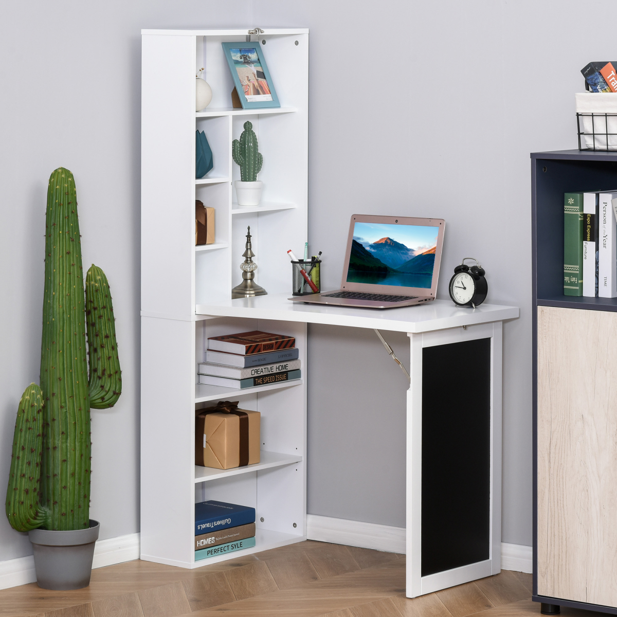 Folding Convertible Desk with Blackboard Multi-function Workstation