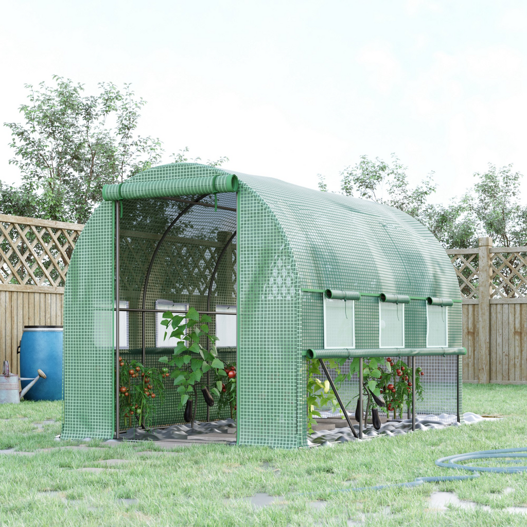 Large Outside Garden Plant Greenhouse Hot House w/ Zipped Doors Green