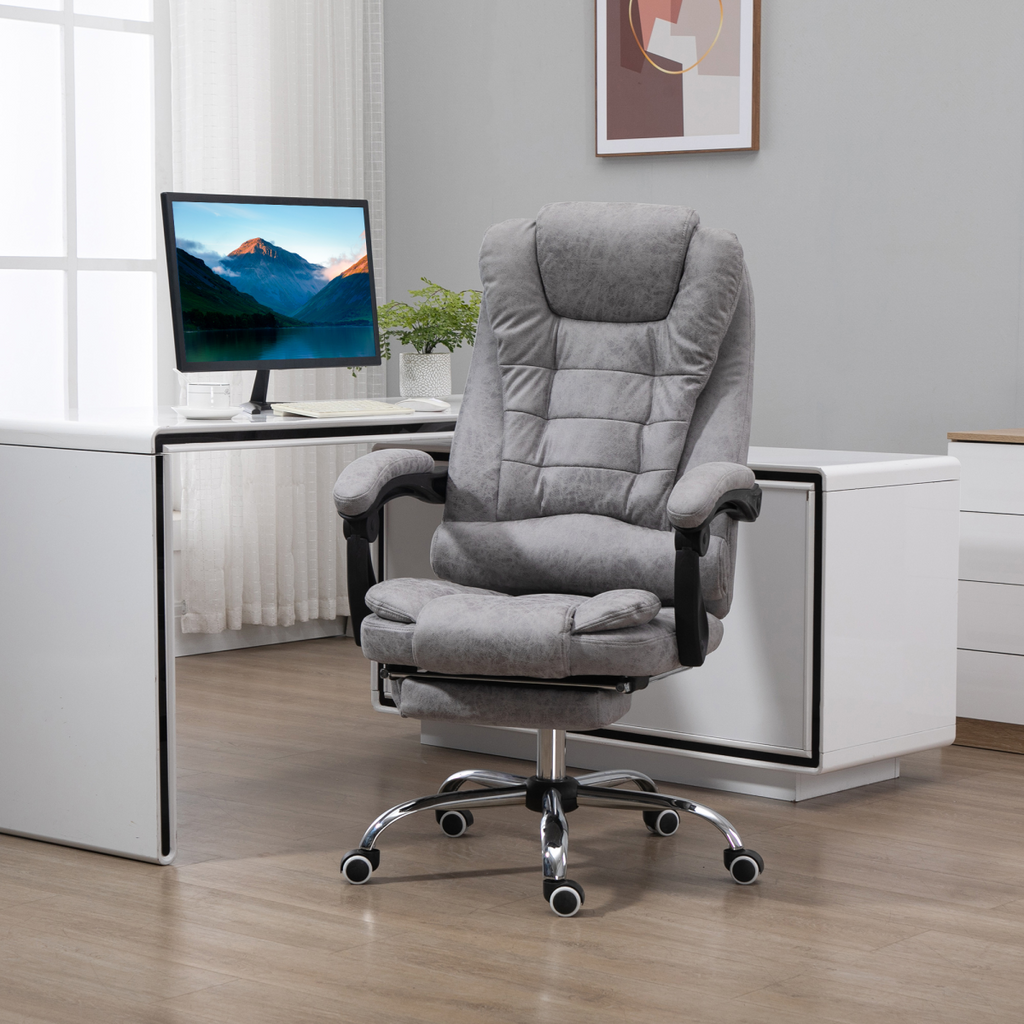 Vintage High Back Heated Massage Office Chair with 6 Vibration Points, Grey