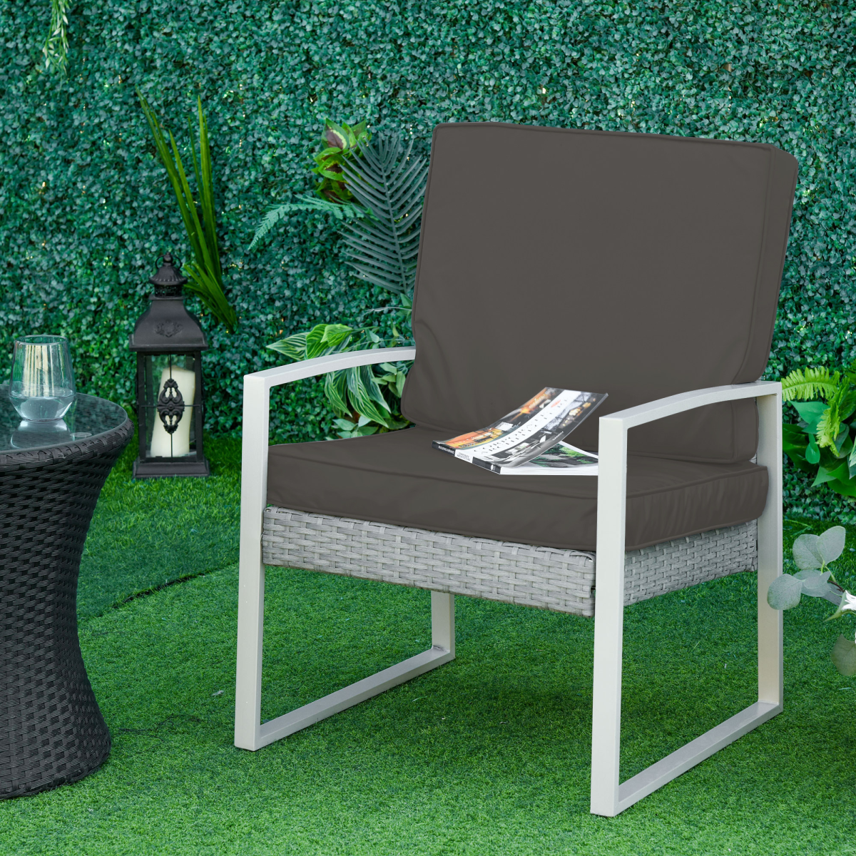 Outdoor Seat and Back Cushion Set Replacement Cushions, Dark Grey