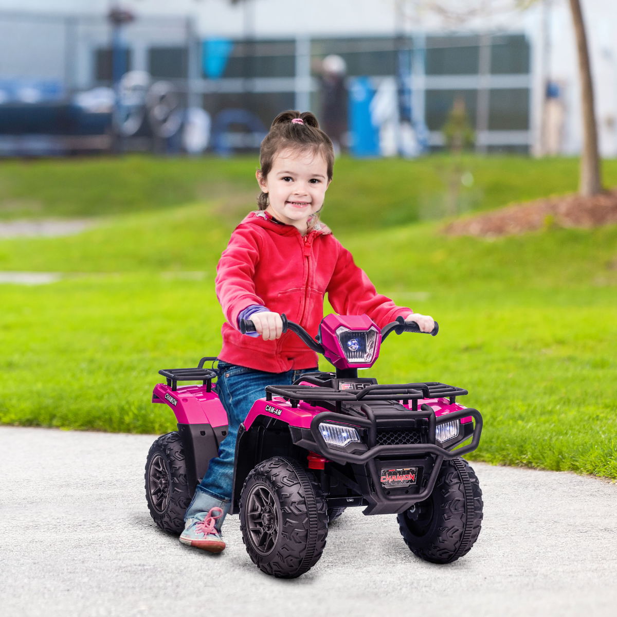 HOMCOM 12V Electric Quad Bike for Kids with LED Headlights, Music - Pink