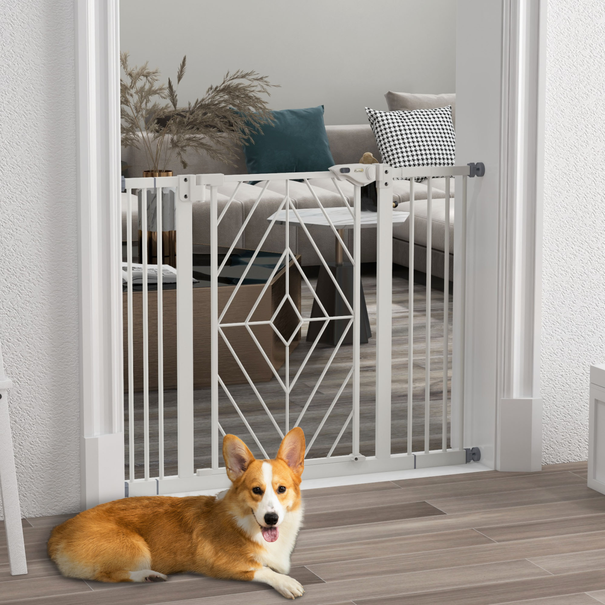 Pressure Fit Safety Gate with Auto Closing Door, Double Locking, 74-100cm Openings