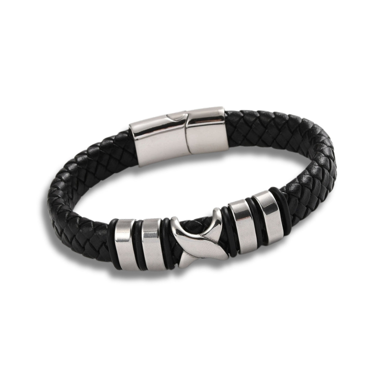 X Men's Black Leather Bracelet