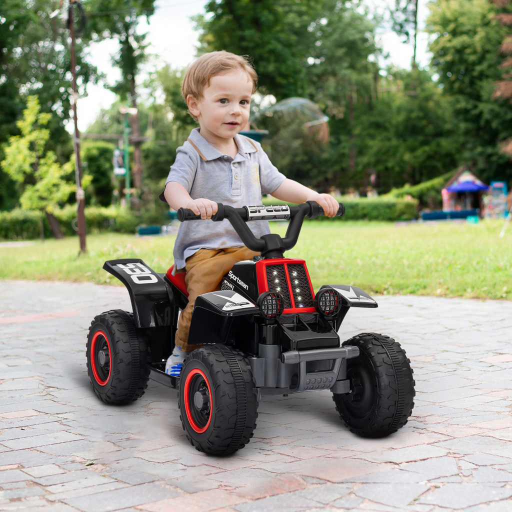 AIYAPLAY 6V Electric Quad Bike for Kids with Forward Backward, Black and Red