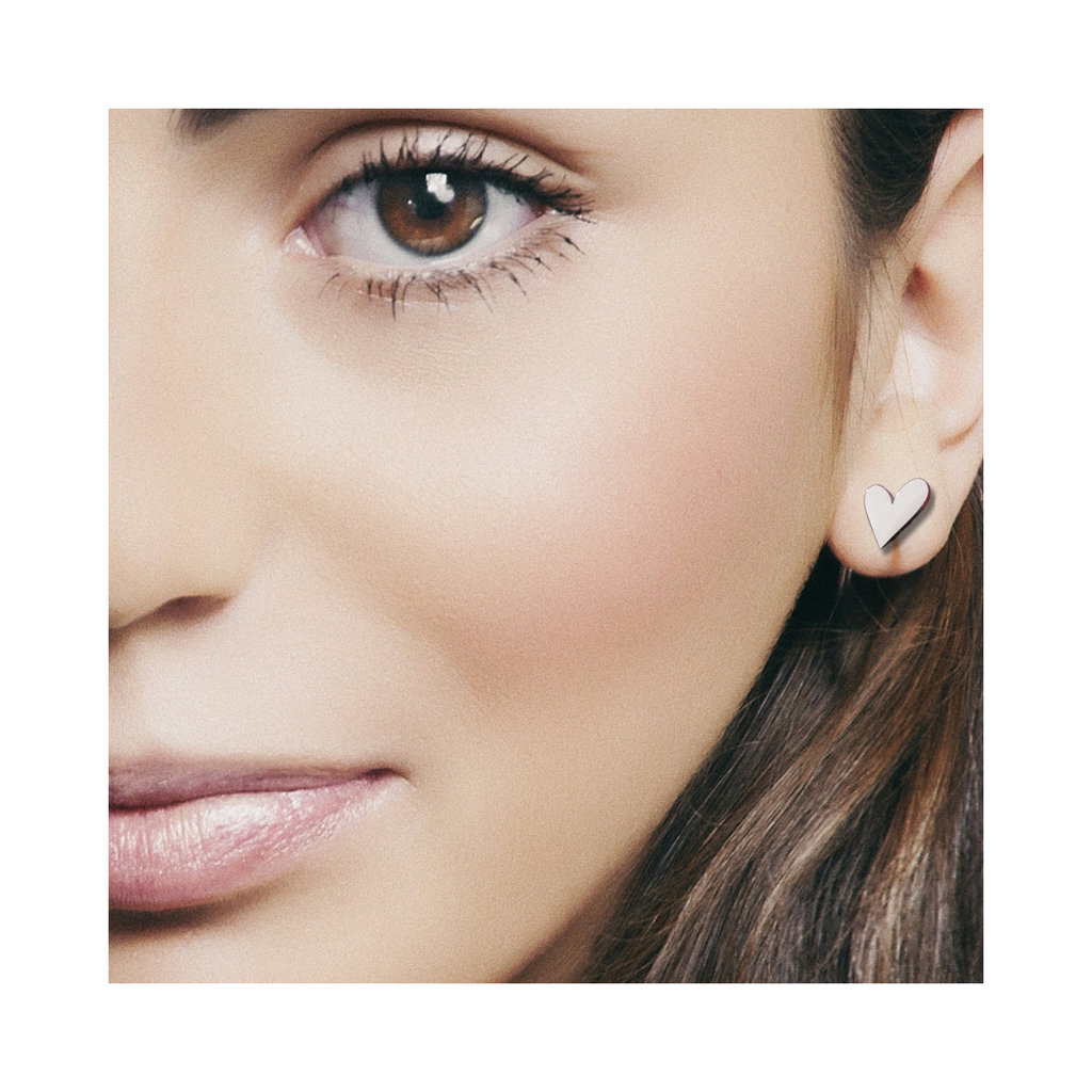 Tilted Heart Stud Earrings