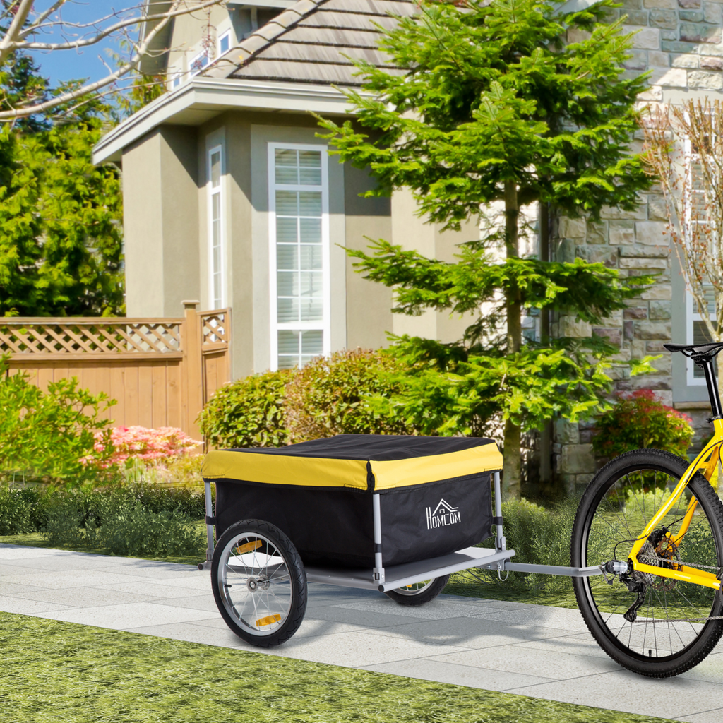 Steel Frame Bike Cargo Trailer Storage Cart Yellow