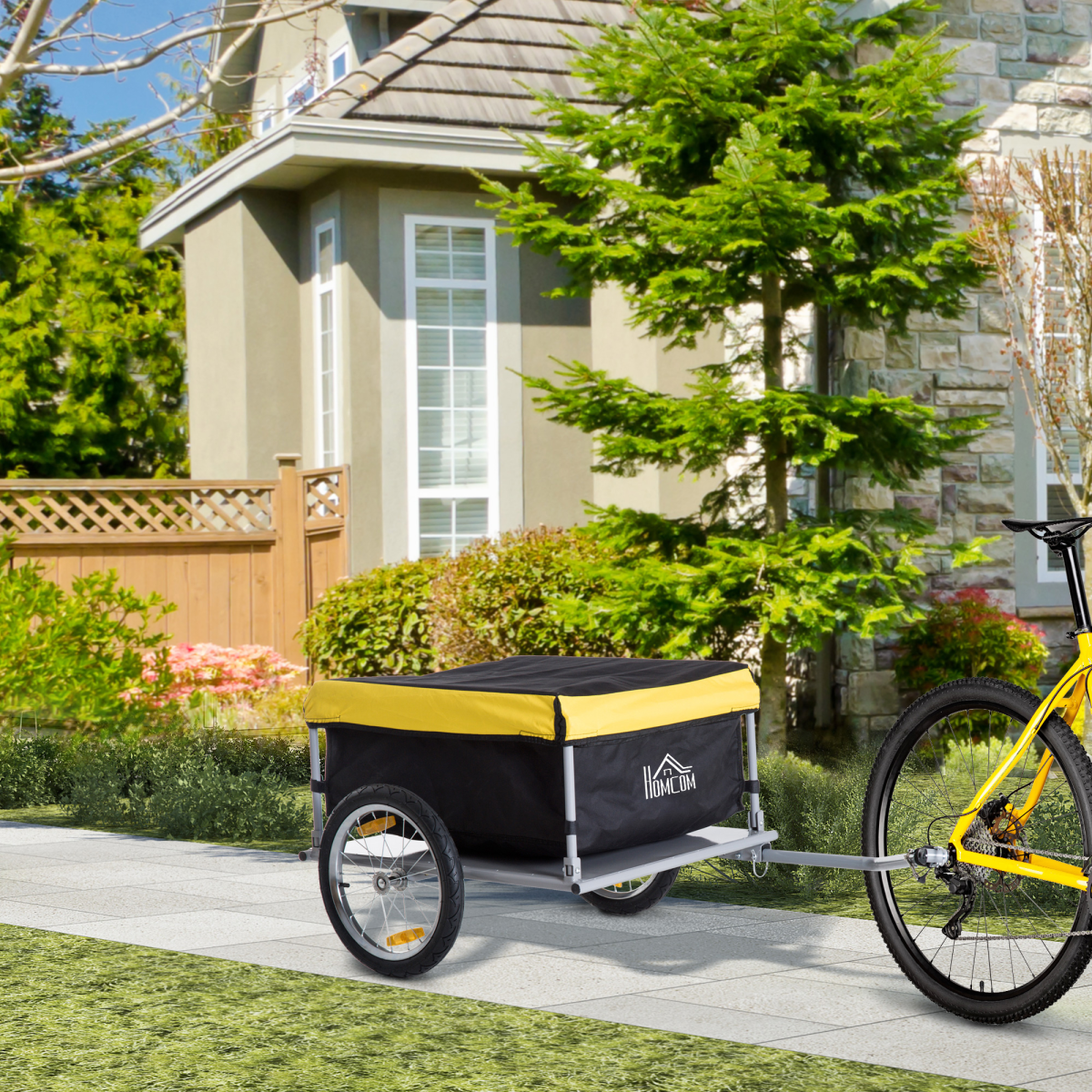 Steel Frame Bike Cargo Trailer Storage Cart Yellow