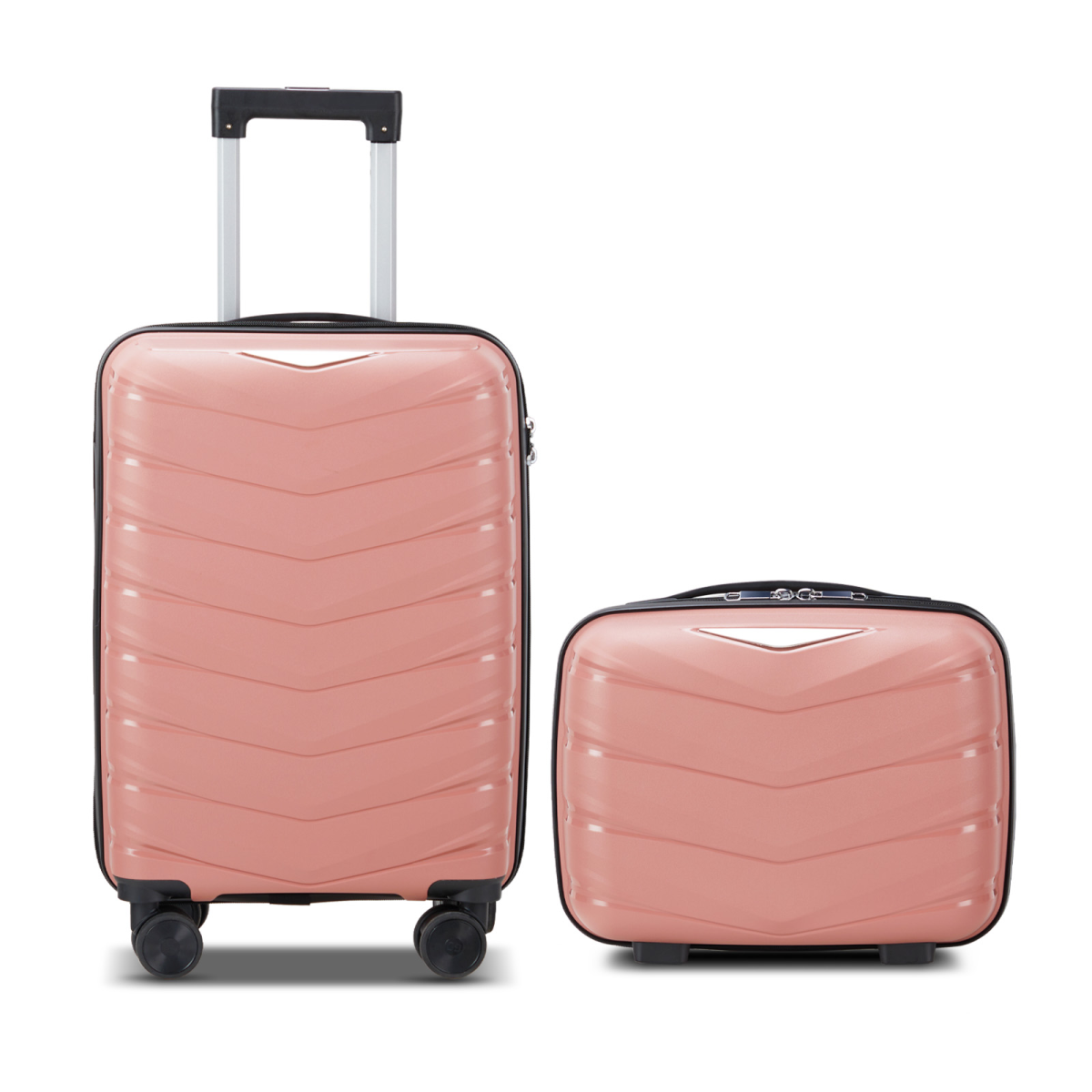 V-shaped stripe 2-piece set with PP handbag PP trolley case 14in 20in PP iron