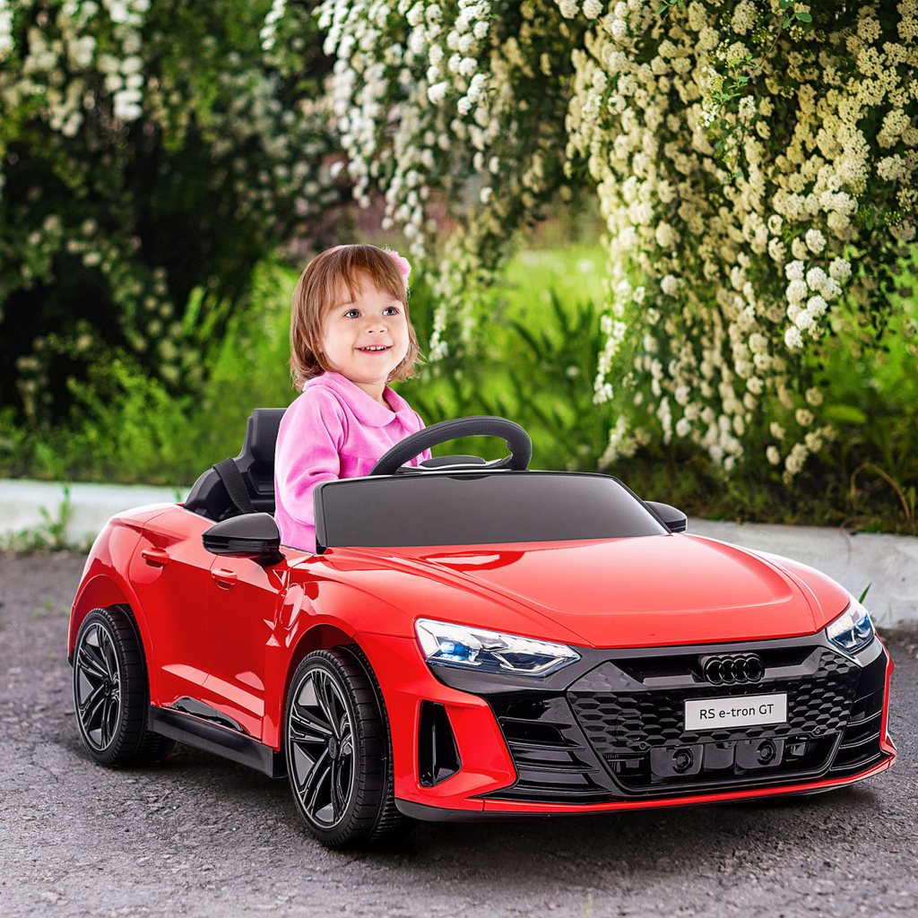Audi RS e-tron GT Licensed 12V Kids Electric Car with Remote Horn Music, Red