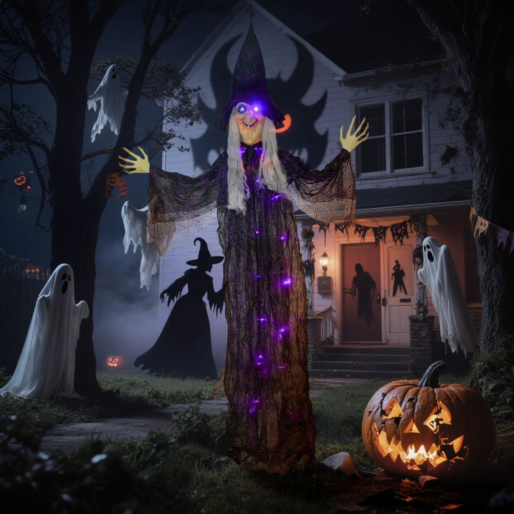 Outsunny Voice Activated Halloween Animatronics Witch, Battery Operated