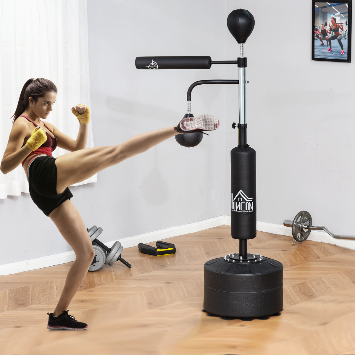 3-in-1 Punching Bag with Stand with 2 Speedballs, 360 Relax Bar HOMCOM