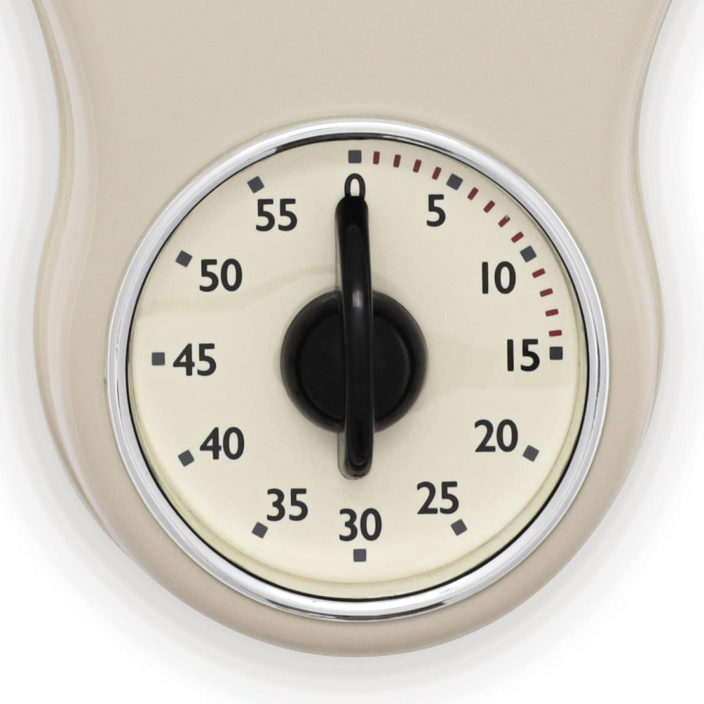 Acctim Kitchen Time 20cm Timer Quartz Retro Style Domed Glass Lens Cream Wall