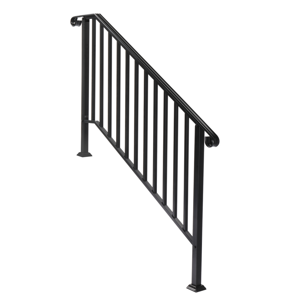 [Same Code：81504920 40310676]Artisasset Matte Black Outdoor 4 Level Iron Handrail