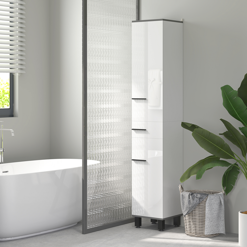HOMCOM Bathroom Cabinet with Adjustable Shelves, Double Doors and Drawer