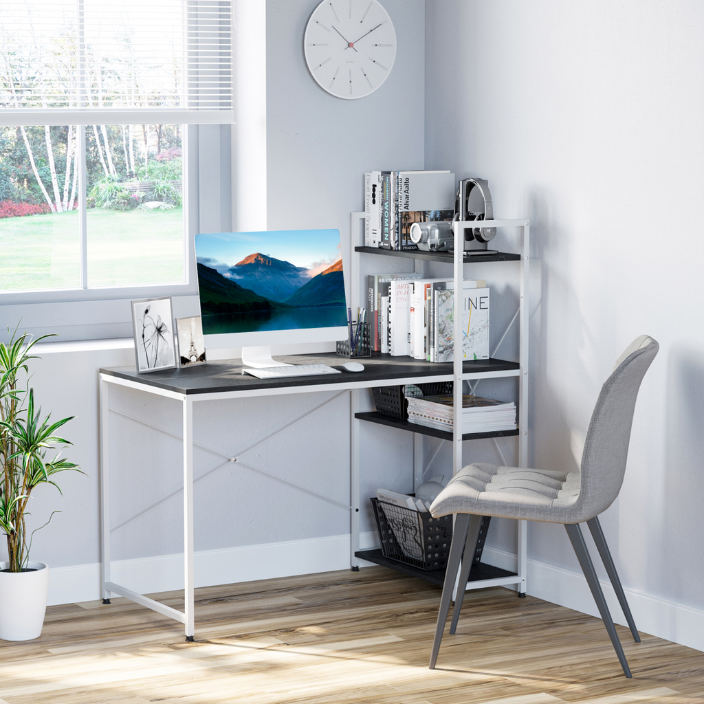 Computer Workstation Metal Frame-White/ Black Colour