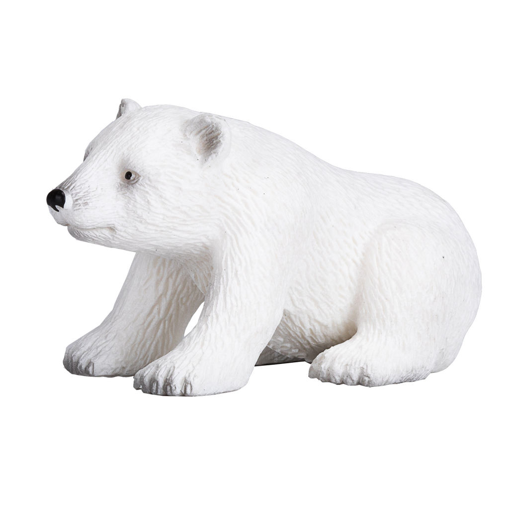 Polar Bear Cub Sitting Toy  Realistic Arctic Animal Figure