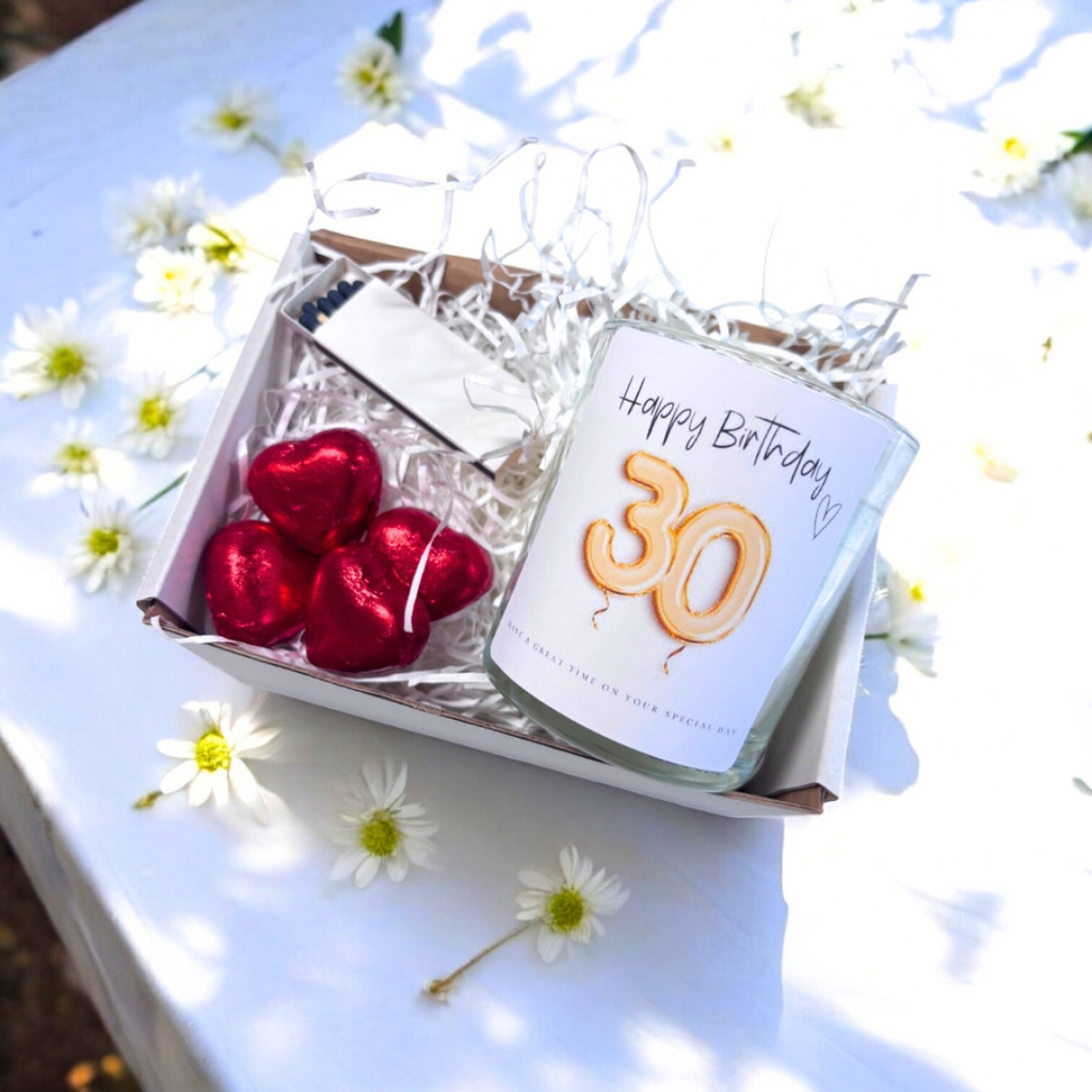 30th Birthday Gold Balloons Candle Gift Set | Birthday Gift for Daughter or Mum